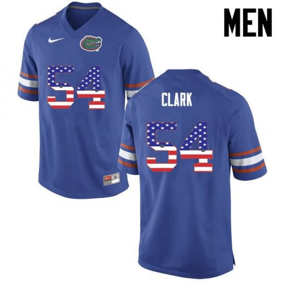 Men's Florida Gators #54 Khairi Clark NCAA Nike Blue USA Flag Fashion Authentic Stitched College Football Jersey CNU4562EI